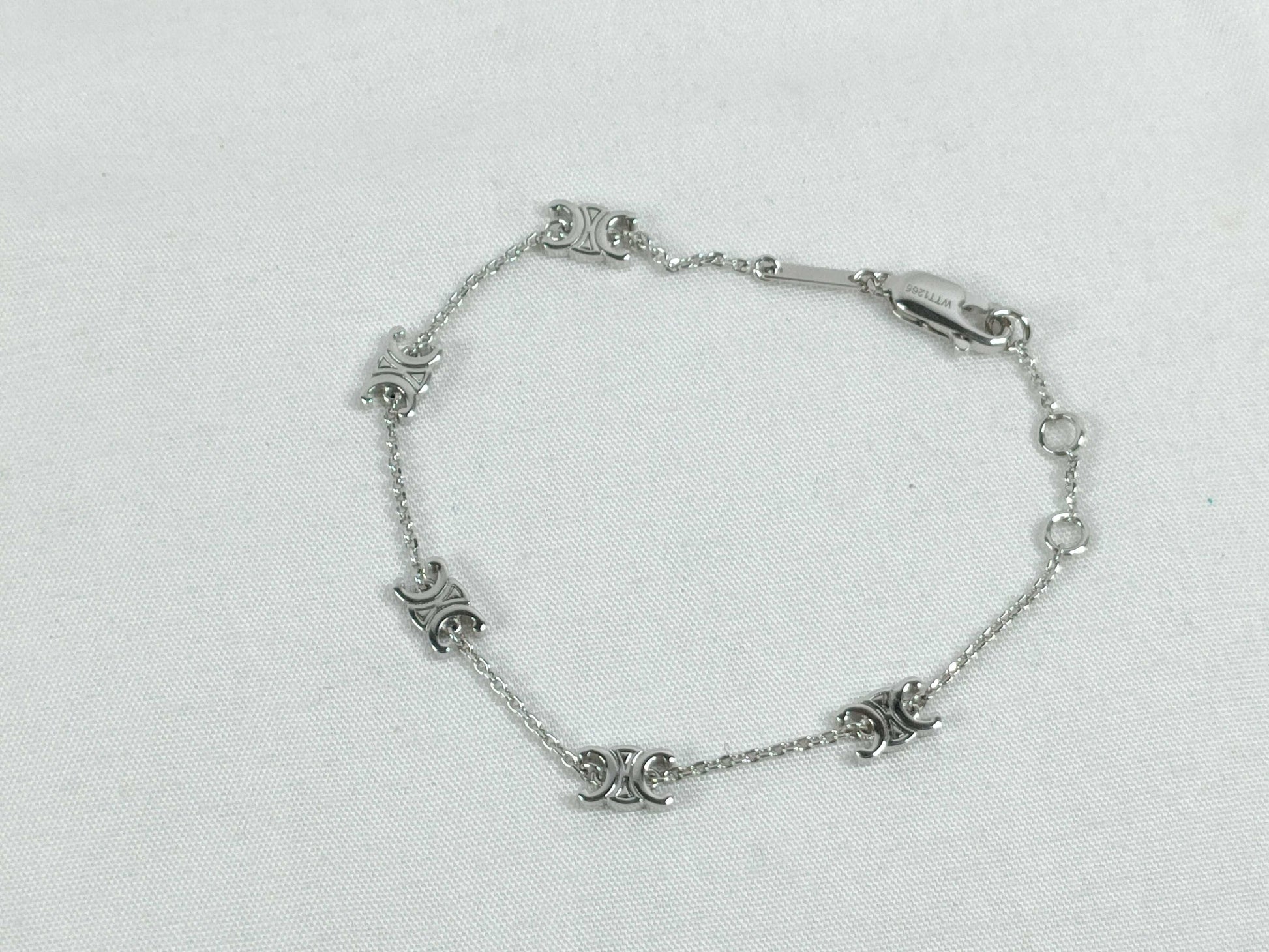 CELINE Triomphe WTT1265 Necklace GPx Rhinestone Silver Bracelet Bangle