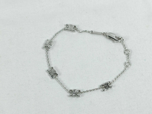 CELINE Triomphe WTT1265 Necklace GPx Rhinestone Silver Bracelet Bangle