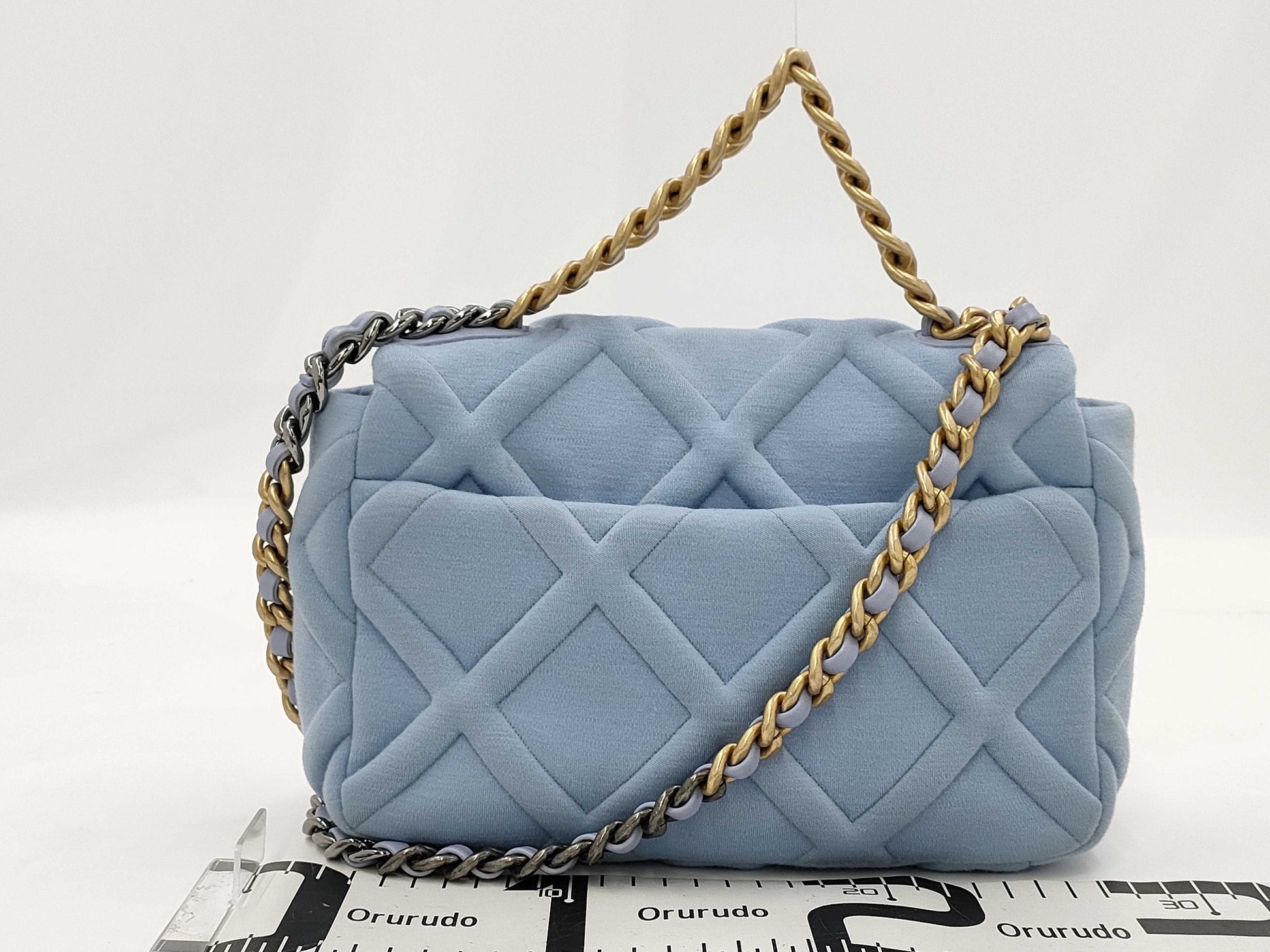CHANEL 19 Cotton Jersey 2way Handbag Shoulder Bag