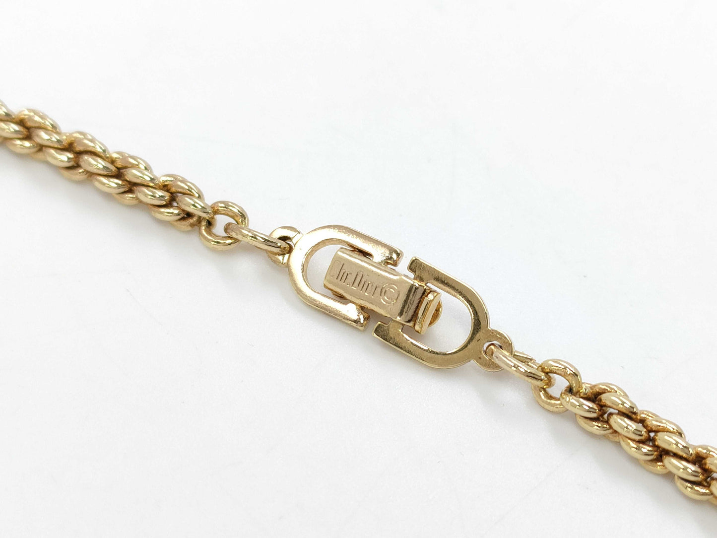 Dior Gold Oval Logo Necklace Necklace