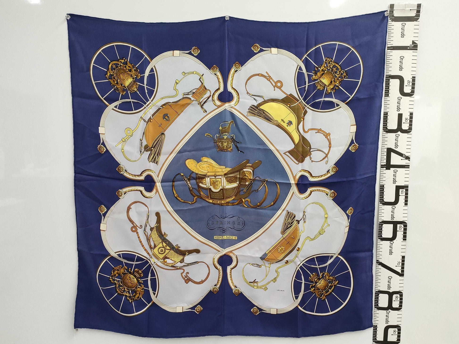 HERMES Scarf Carre90 Blue Tagged Scarf
