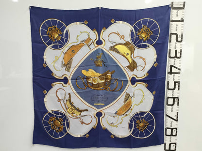 HERMES Scarf Carre90 Blue Tagged Scarf