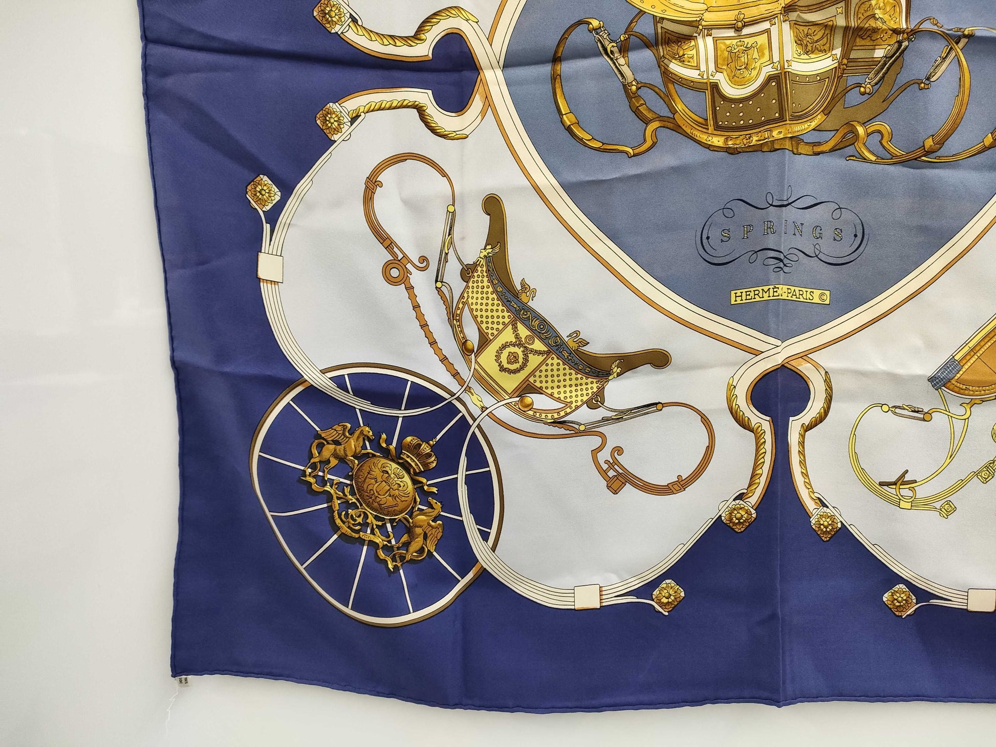 HERMES Scarf Carre90 Blue Tagged Scarf
