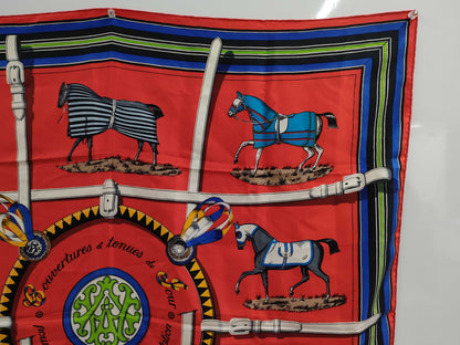HERMES Scarf Carre90 Red Tagged Scarf