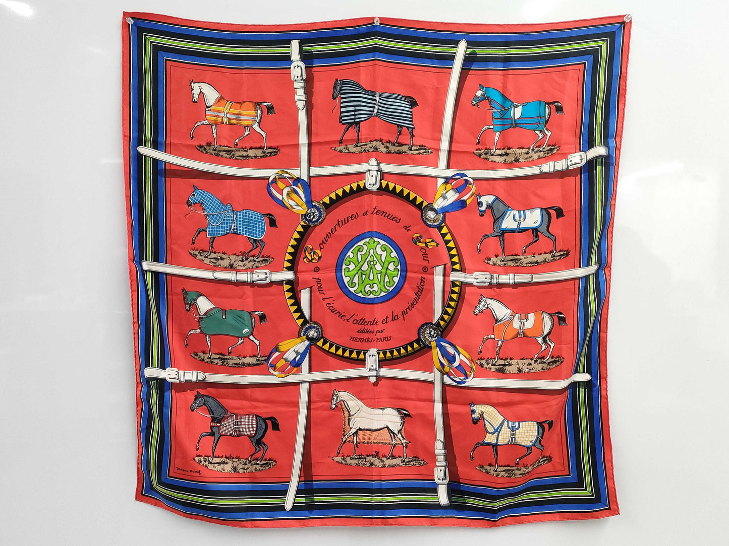 HERMES Scarf Carre90 Red Tagged Scarf