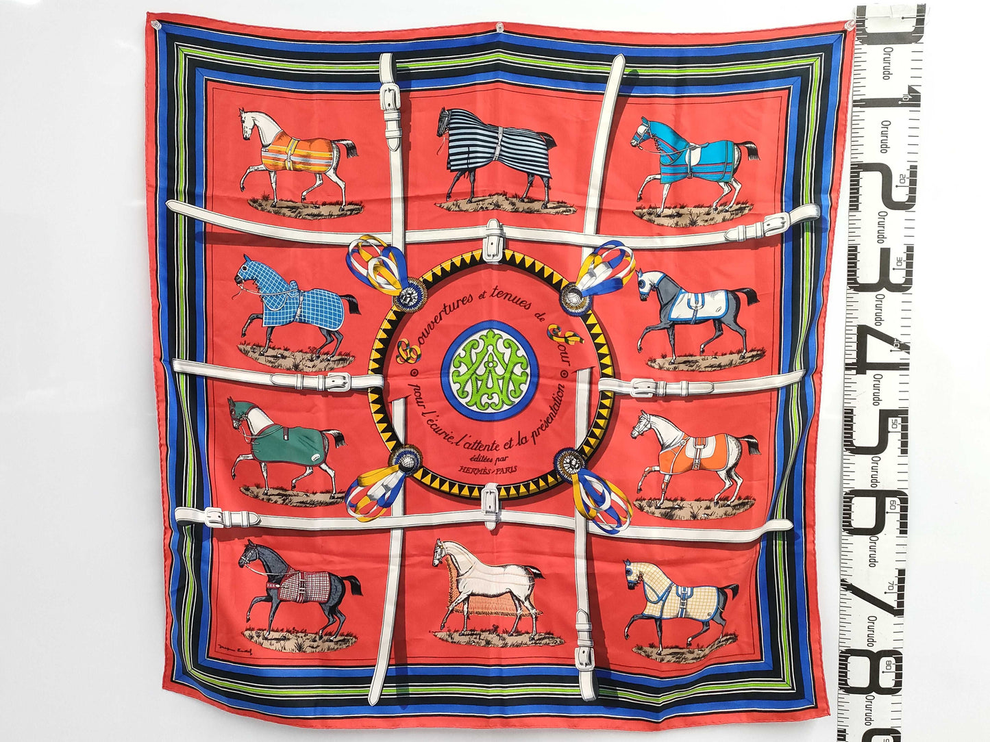 HERMES Scarf Carre90 Red Tagged Scarf