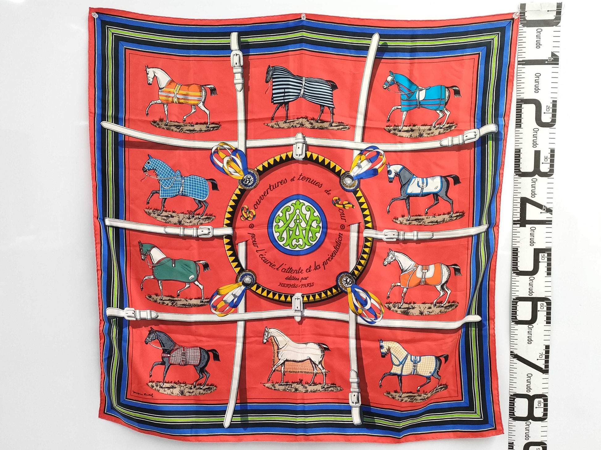 HERMES Scarf Carre90 Red Tagged Scarf