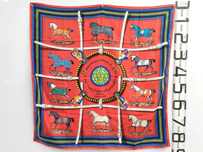 HERMES Scarf Carre90 Red Tagged Scarf