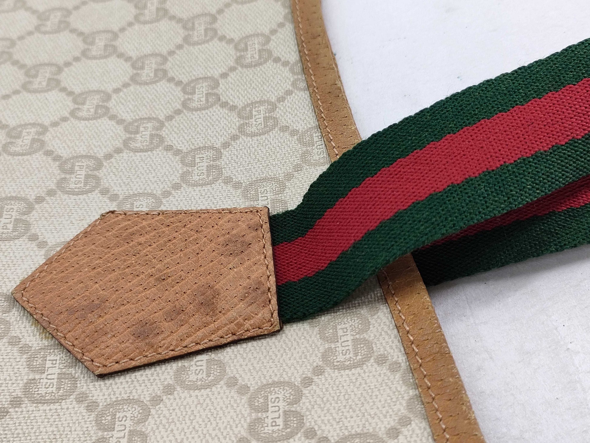 GUCCI GG Plus GUCCI Tote Bag Sherry Line Beige Tote Bag