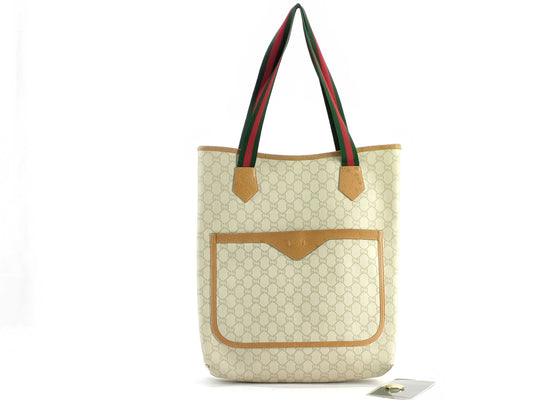 GUCCI GG Plus GUCCI Tote Bag Sherry Line Beige Tote Bag