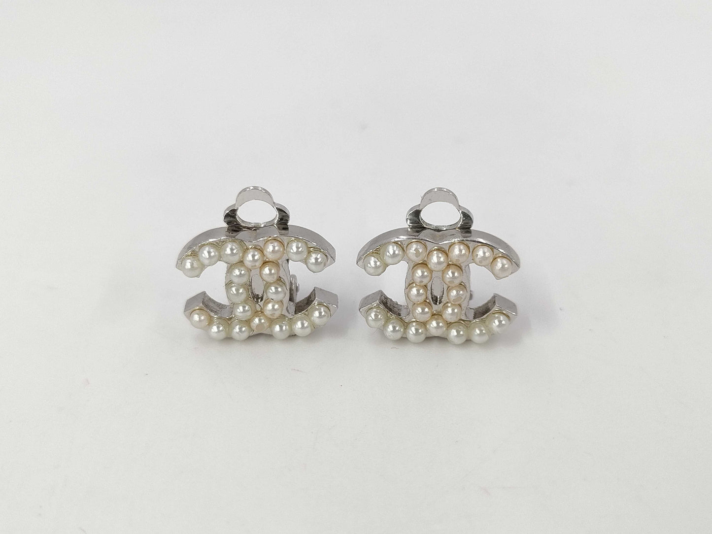 CHANEL CHANEL Cocomark Pearl Earrings Silver Earrings