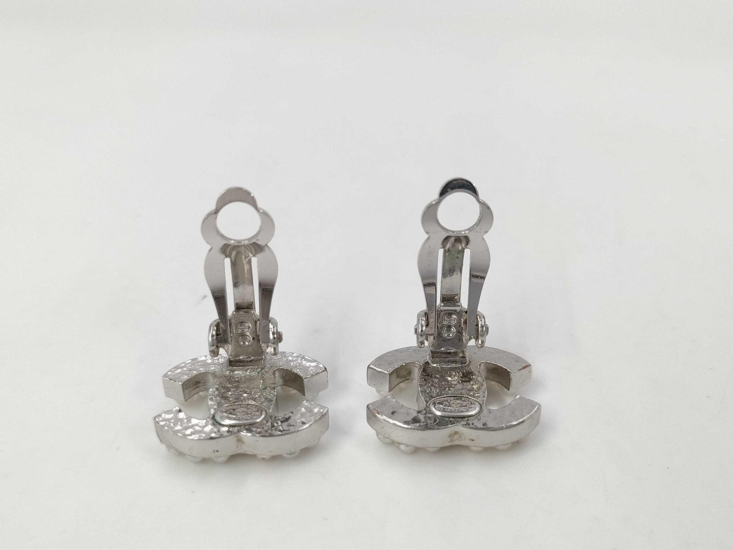 CHANEL CHANEL Cocomark Pearl Earrings Silver Earrings