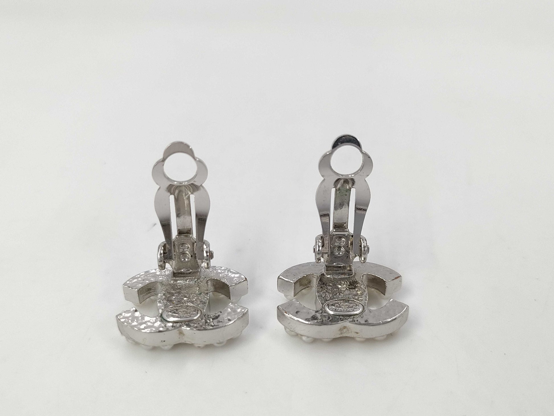 CHANEL CHANEL Cocomark Pearl Earrings Silver Earrings