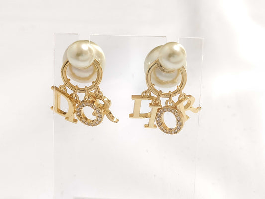 Dior Dior Tribal Pearl Earrings Gold Earrings