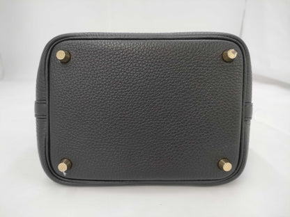 HERMES Picotin Lock PM Tryon Clemence Black GP K Engraved Handbag