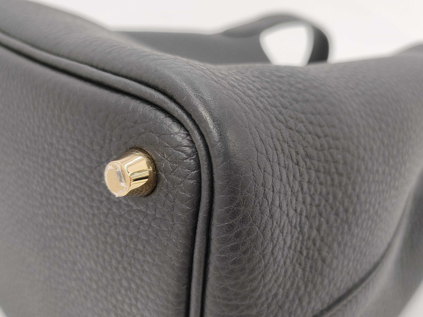 HERMES Picotin Lock PM Tryon Clemence Black GP K Engraved Handbag