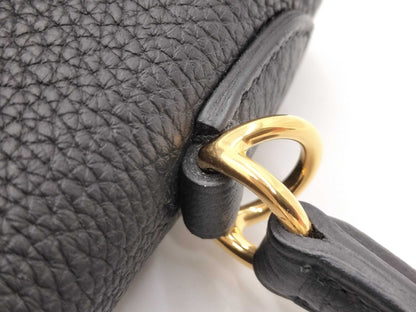 HERMES Kelly 25 Togo Black GP Gold Hardware K-Engraved Tobag