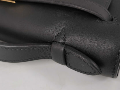 HERMES Pochette Kelly Vosswift Black GP Gold Hardware U-Engraved Handbag