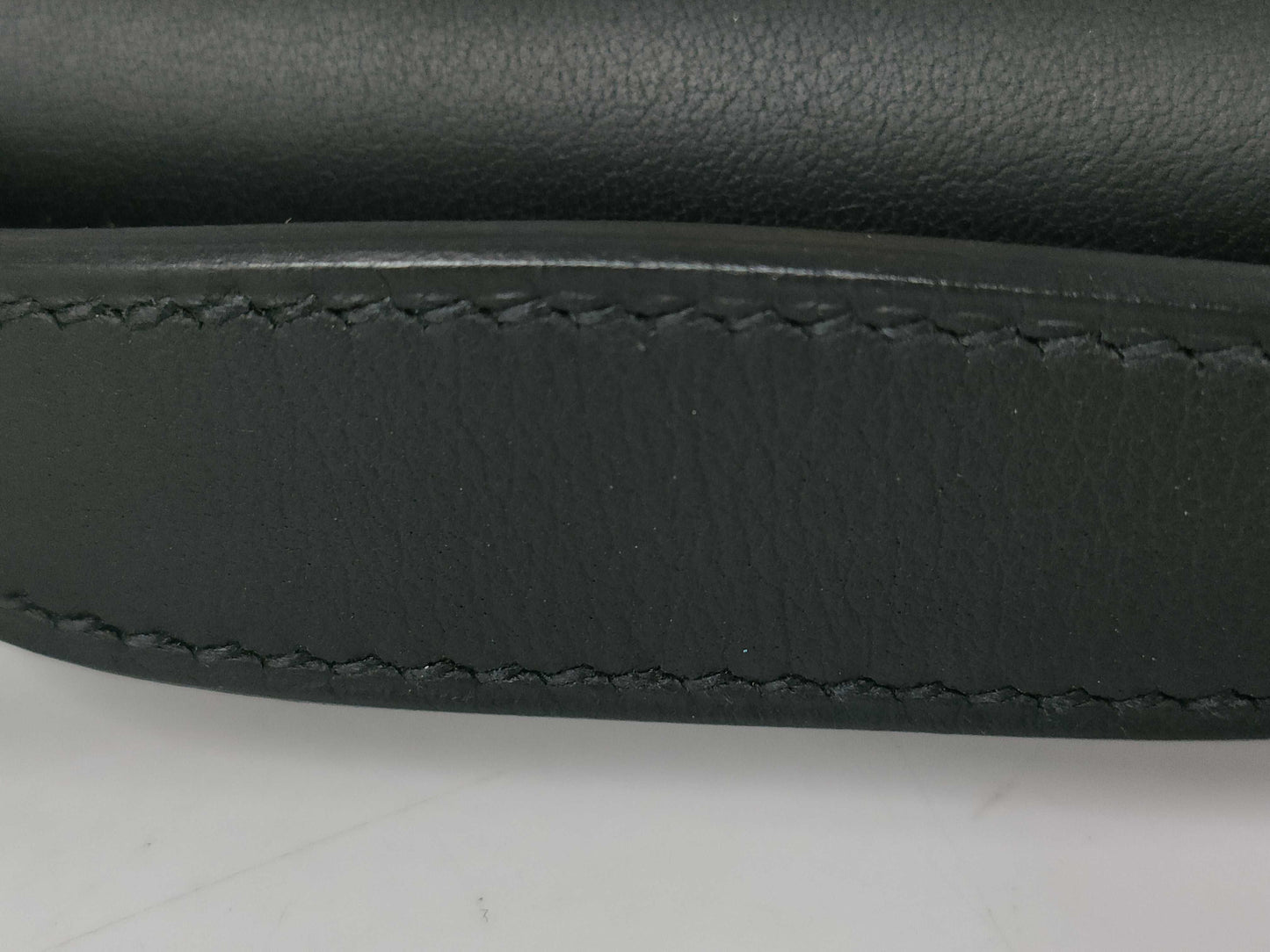 HERMES Pochette Kelly Vosswift Black GP Gold Hardware U-Engraved Handbag