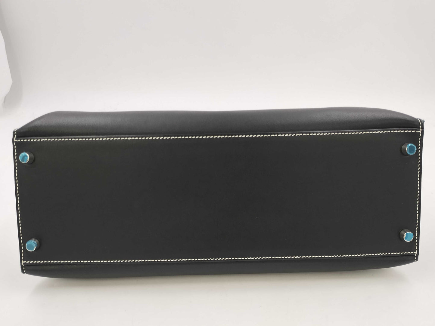 HERMES Kelly Flat 35 Vo-Swift Black SS □L Engraved Tote