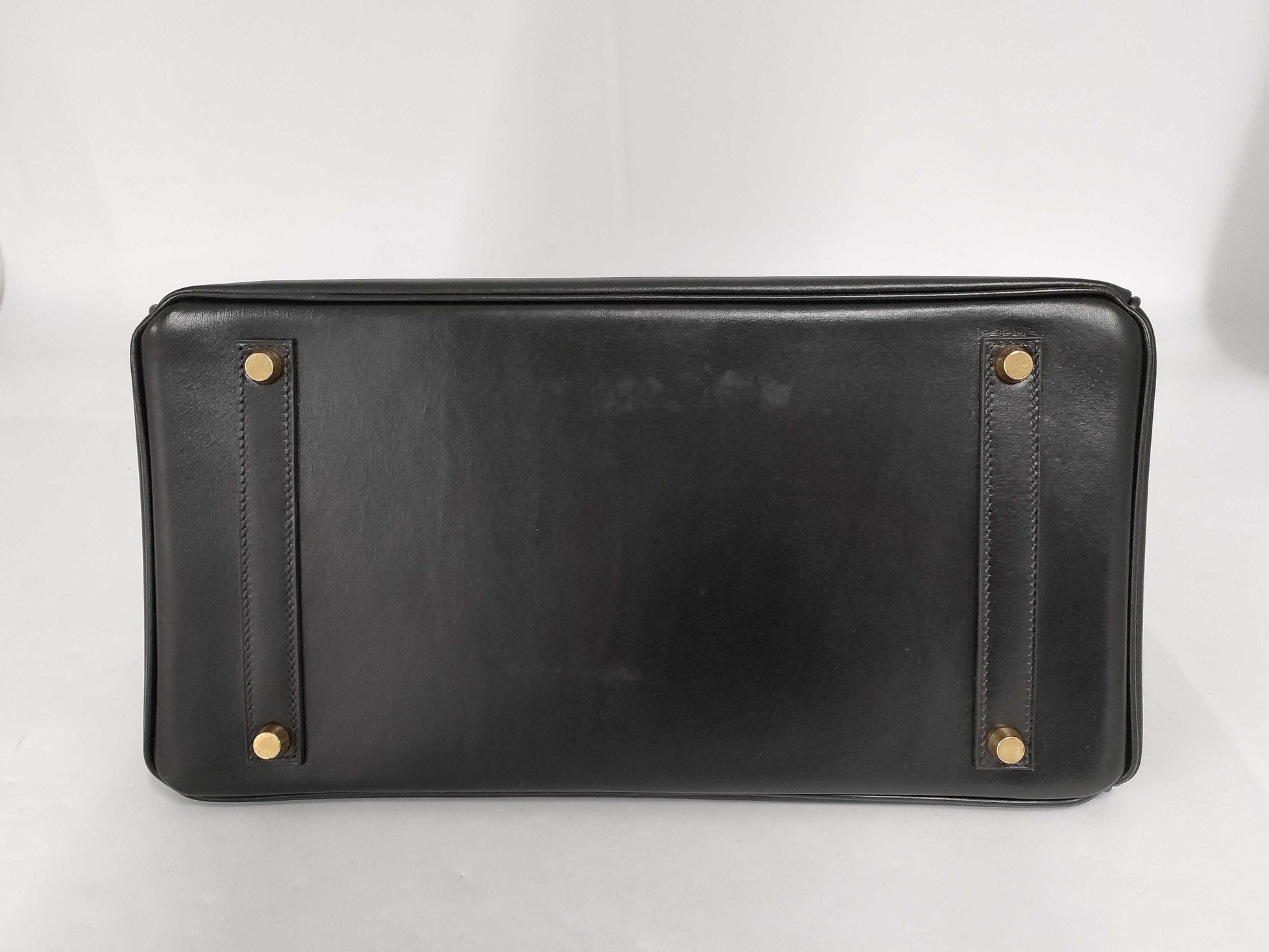 HERMES Birkin 35 Box Calf Black GP □F Engraved Topo