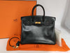 HERMES Birkin 35 Box Calf Black GP □F Engraved Topo