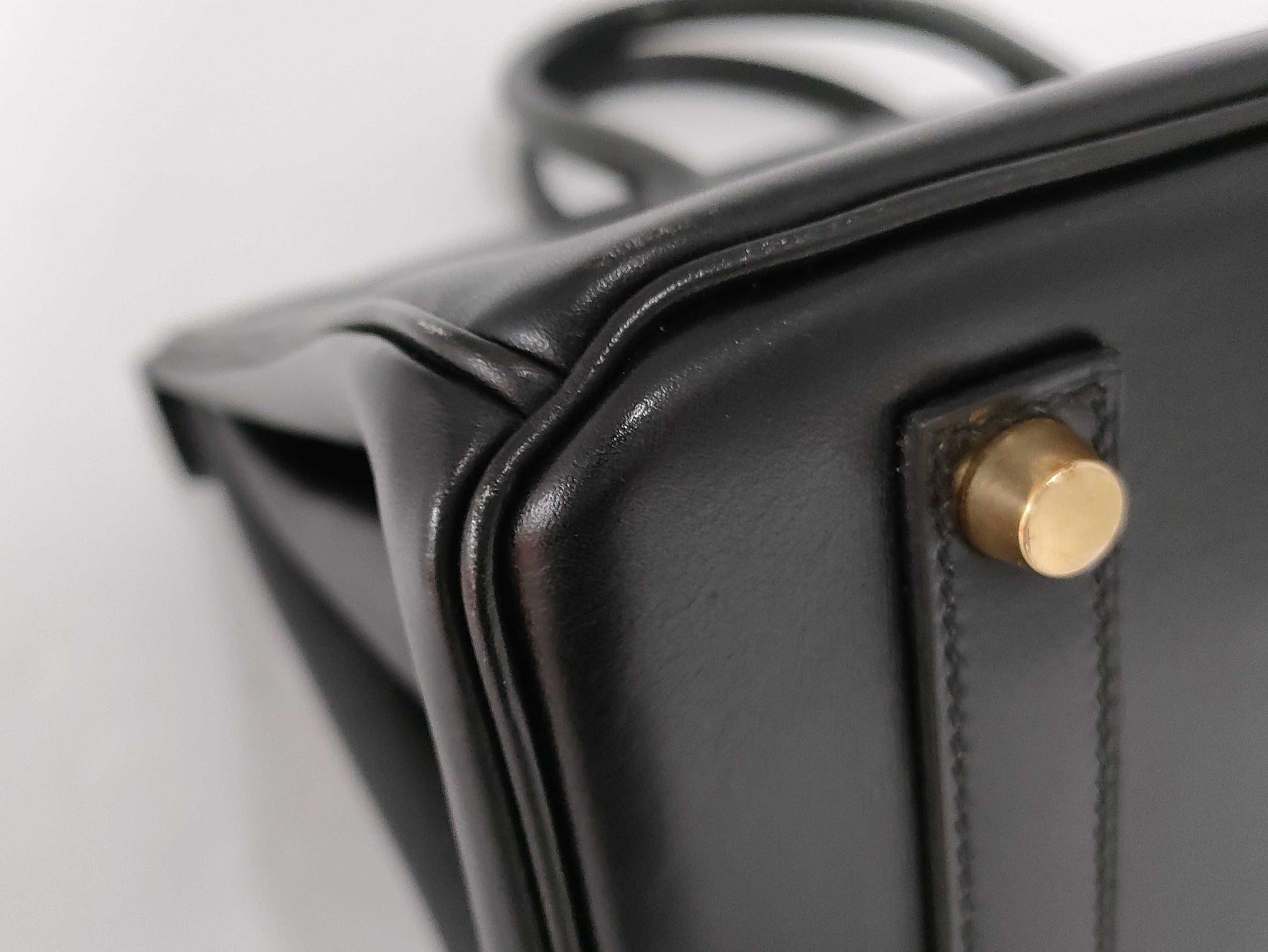 HERMES Birkin 35 Box Calf Black GP □F Engraved Topo