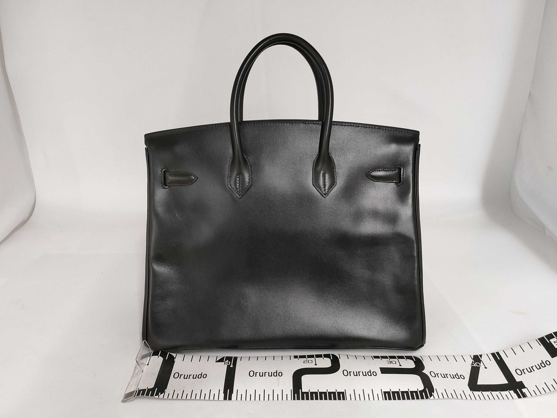HERMES Birkin 35 Box Calf Black GP □F Engraved Topo