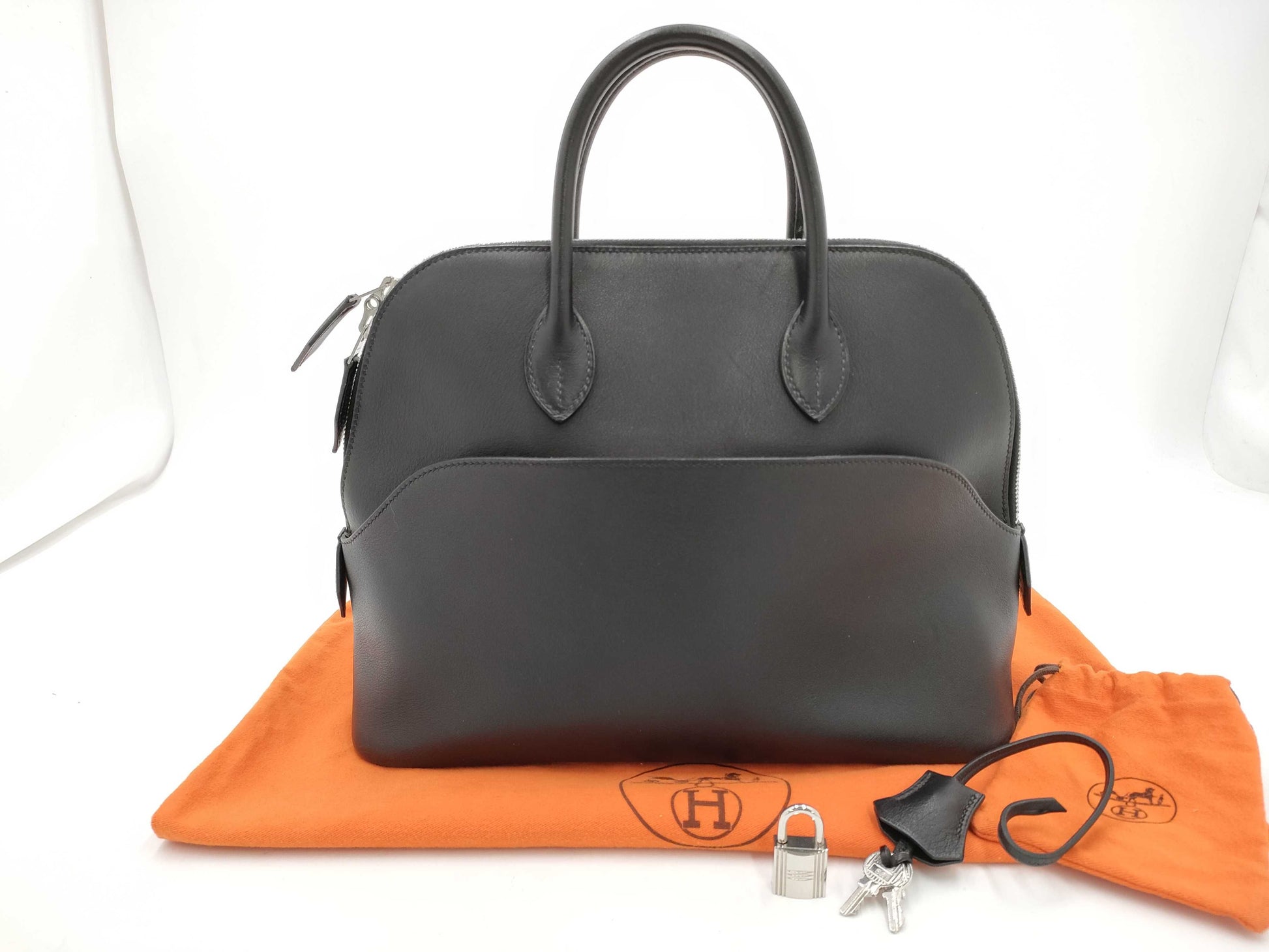 HERMES Boride 1923 31 Vo-Swift Black SS □I Engraved Handbag