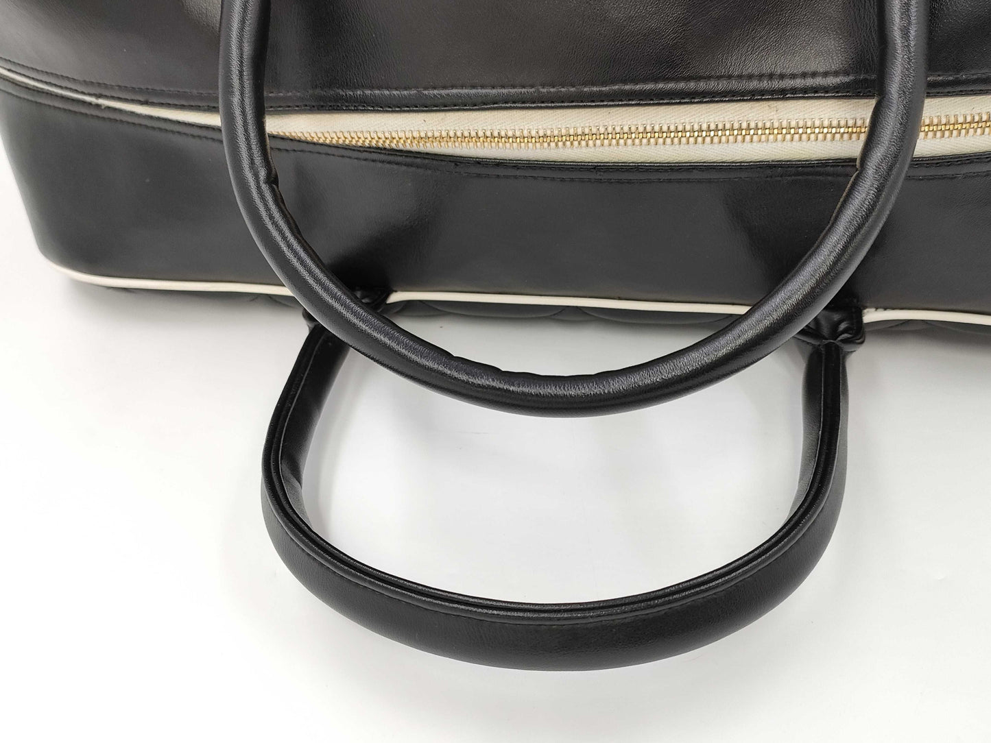 CHANEL Bowling Bag Lamb Black White GP Boston Bag