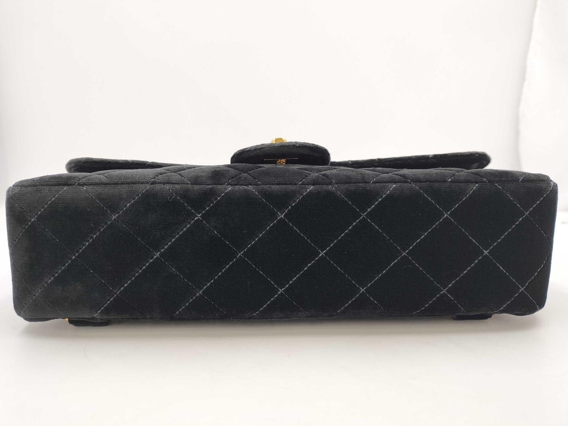 CHANEL Horizontal Backpack Velor Black GP Rucksack