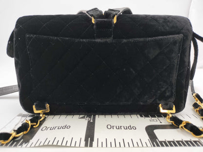 CHANEL Horizontal Backpack Velor Black GP Rucksack