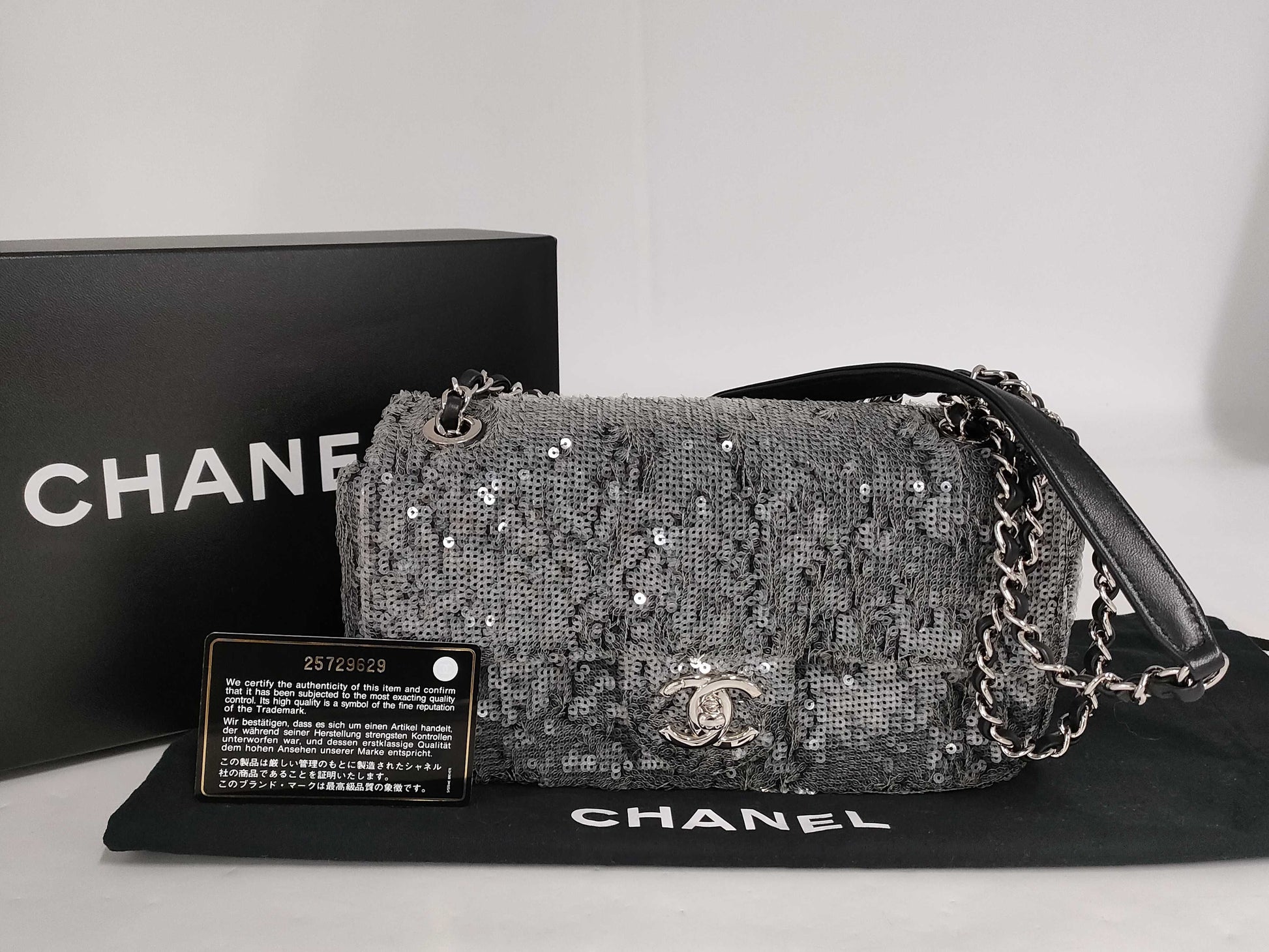 CHANEL Chain Shoulder Sequin Grey SS Shoulder Bag