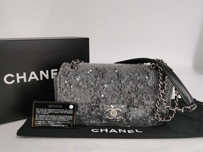 CHANEL Chain Shoulder Sequin Grey SS Shoulder Bag