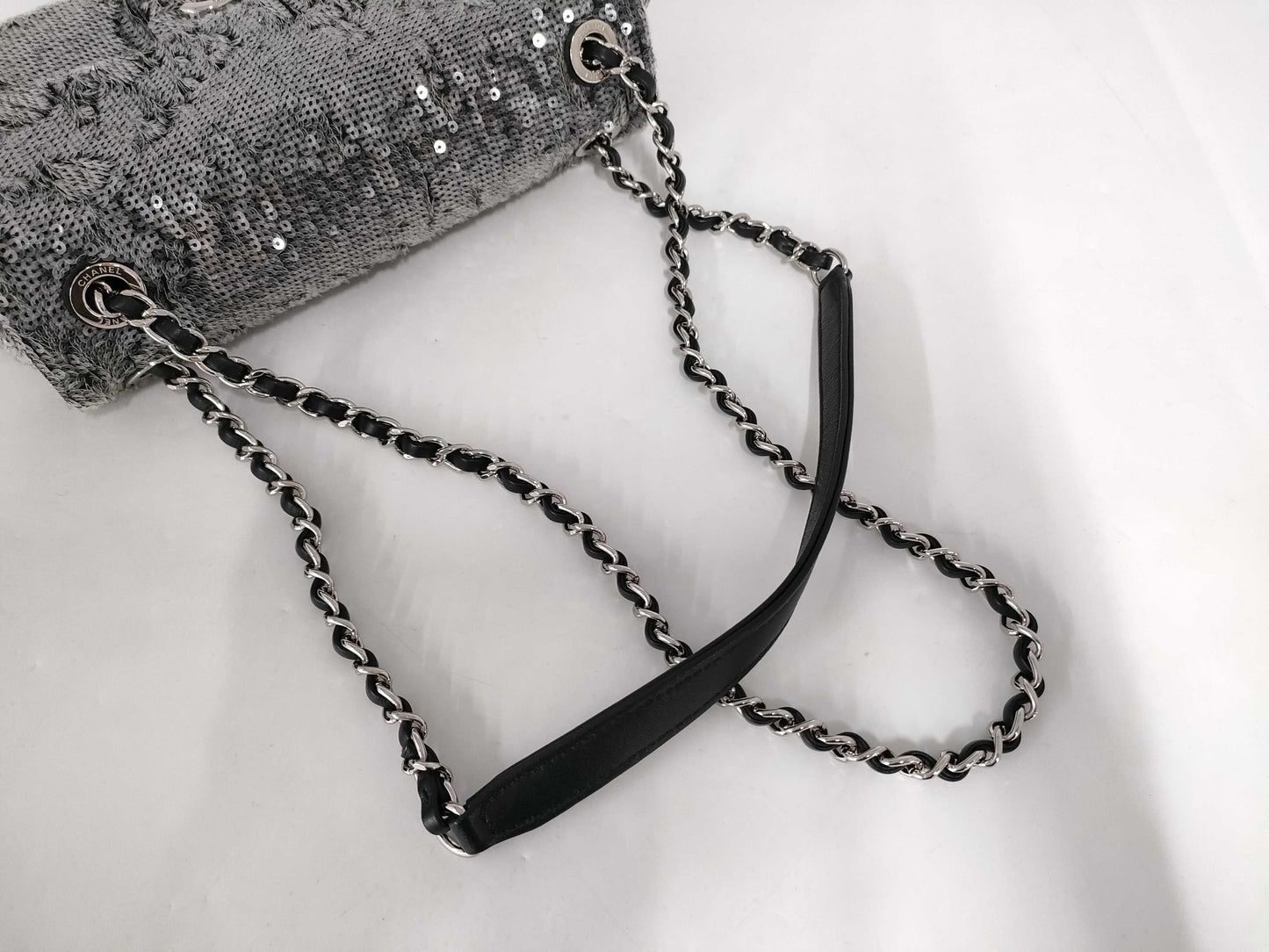 CHANEL Chain Shoulder Sequin Grey SS Shoulder Bag