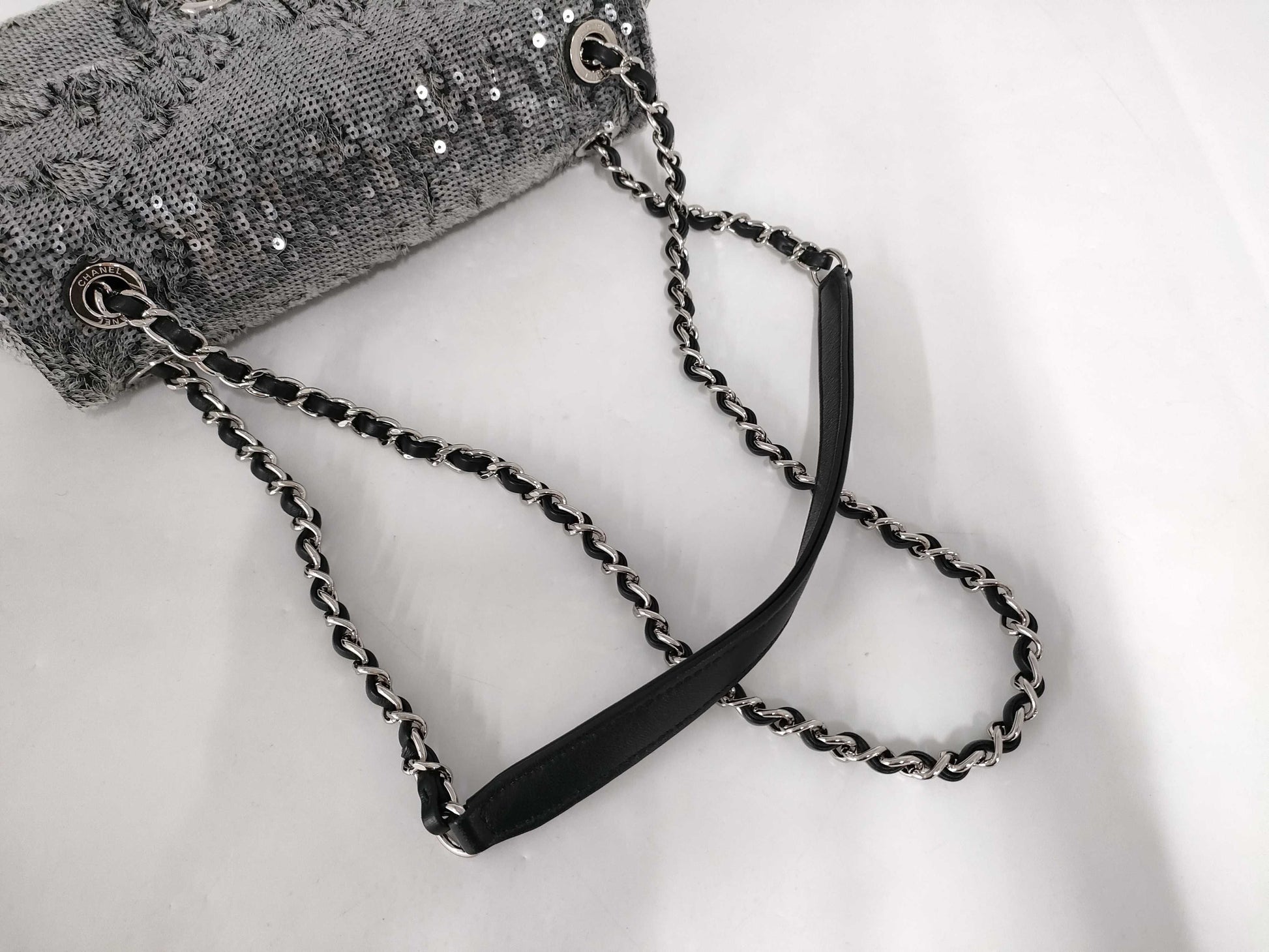 CHANEL Chain Shoulder Sequin Grey SS Shoulder Bag