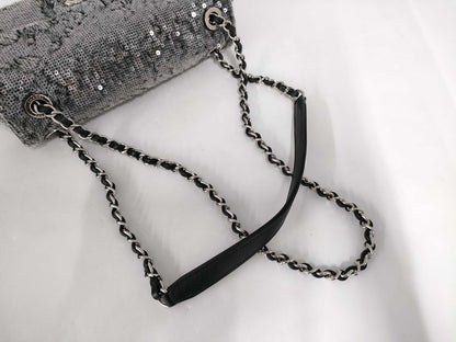 CHANEL Chain Shoulder Sequin Grey SS Shoulder Bag