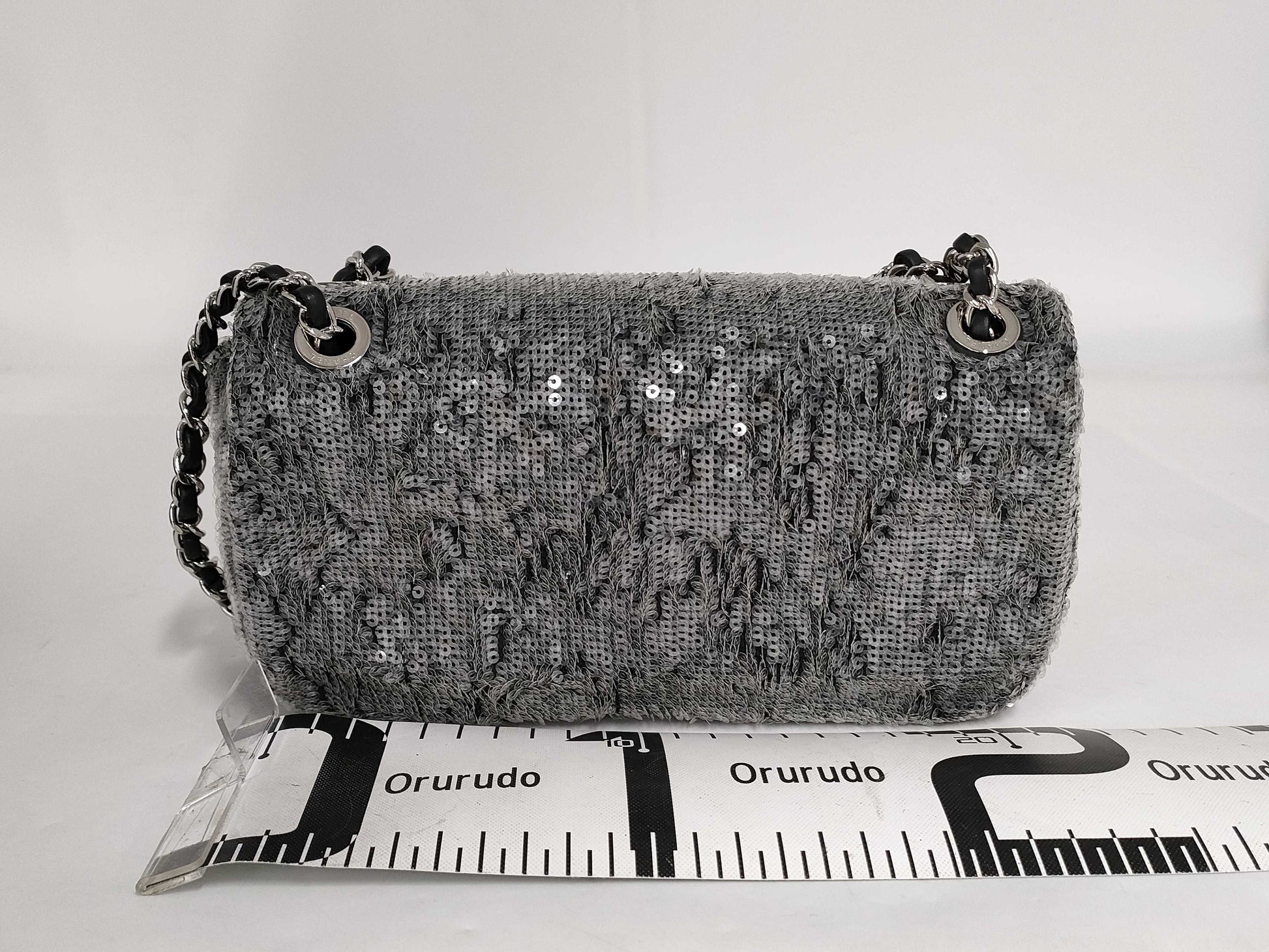 CHANEL Chain Shoulder Sequin Grey SS Shoulder Bag