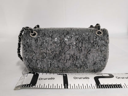 CHANEL Chain Shoulder Sequin Grey SS Shoulder Bag