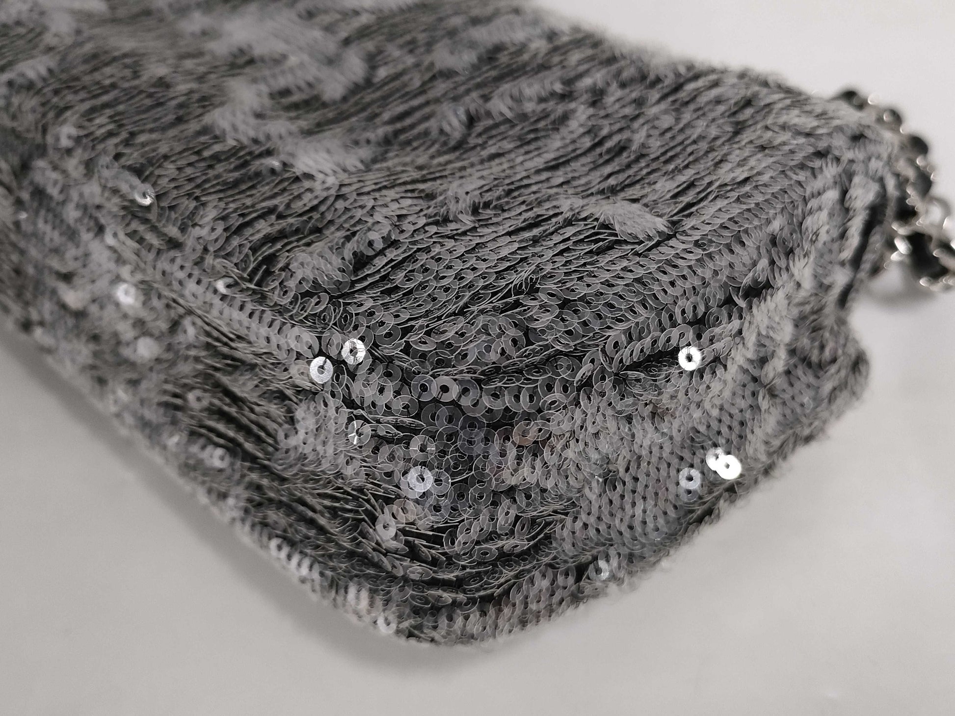 CHANEL Chain Shoulder Sequin Grey SS Shoulder Bag