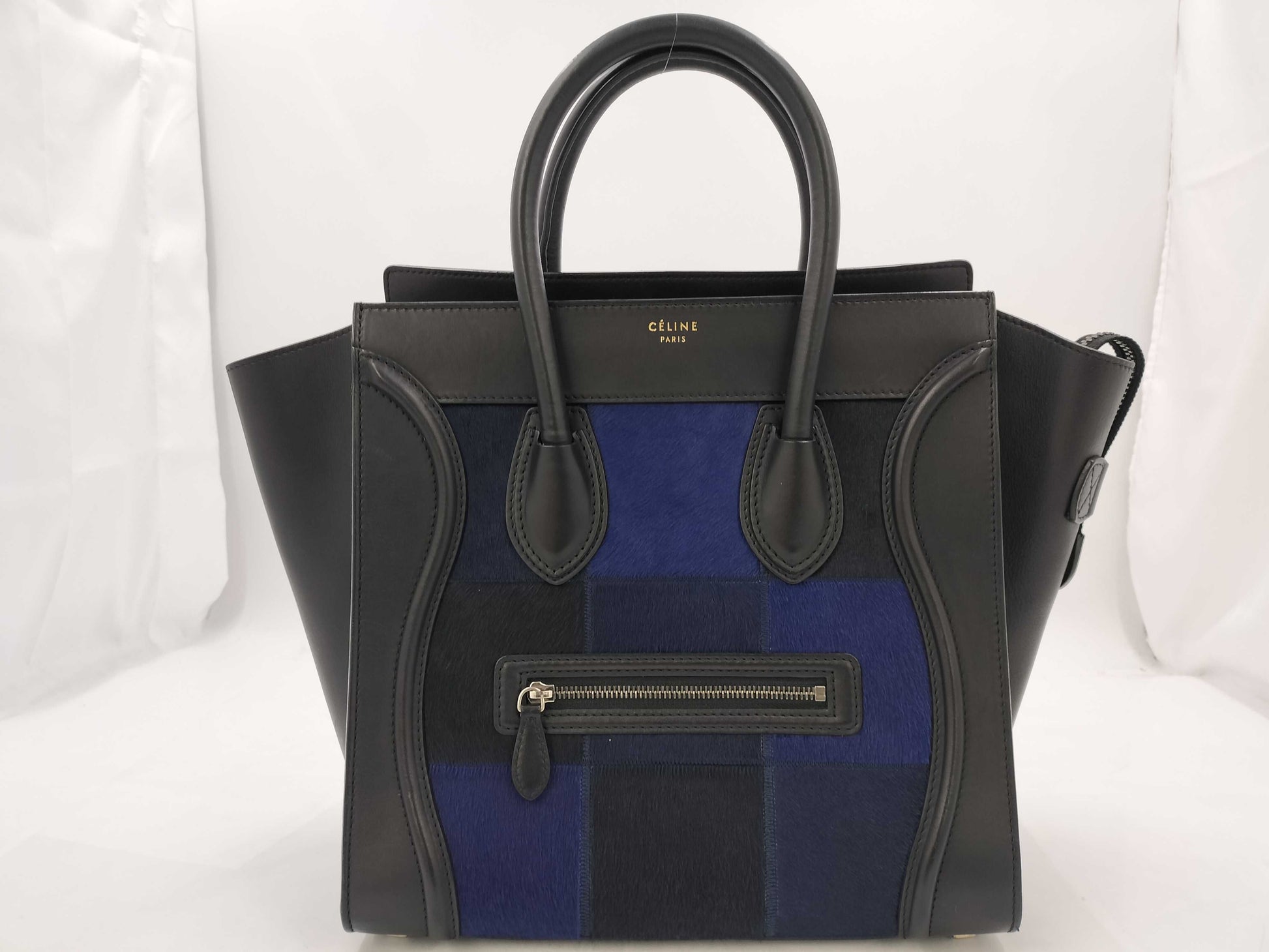 CELINE Luggage Harako Black Blue SS Tote Bag