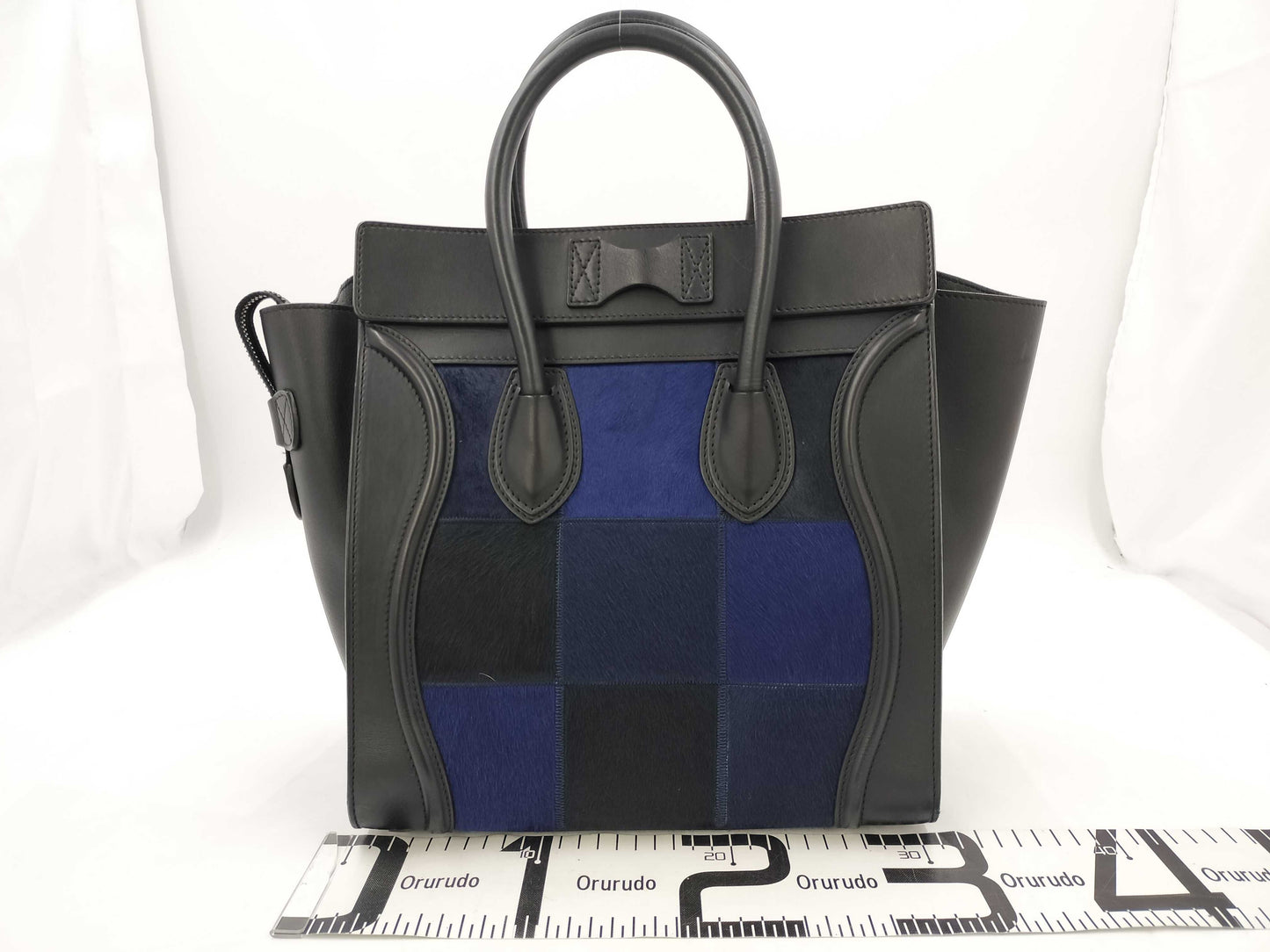 CELINE Luggage Harako Black Blue SS Tote Bag