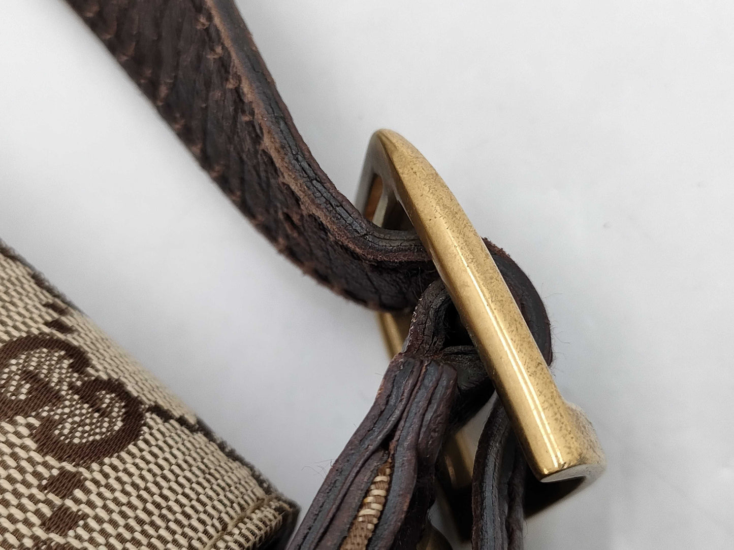 GUCCI Horsebit One Shoulder GG Canvas Beige GP Shoulder Bag