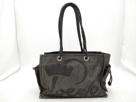 LOEWE Shopper Tote Denim Black SS Tote Bag