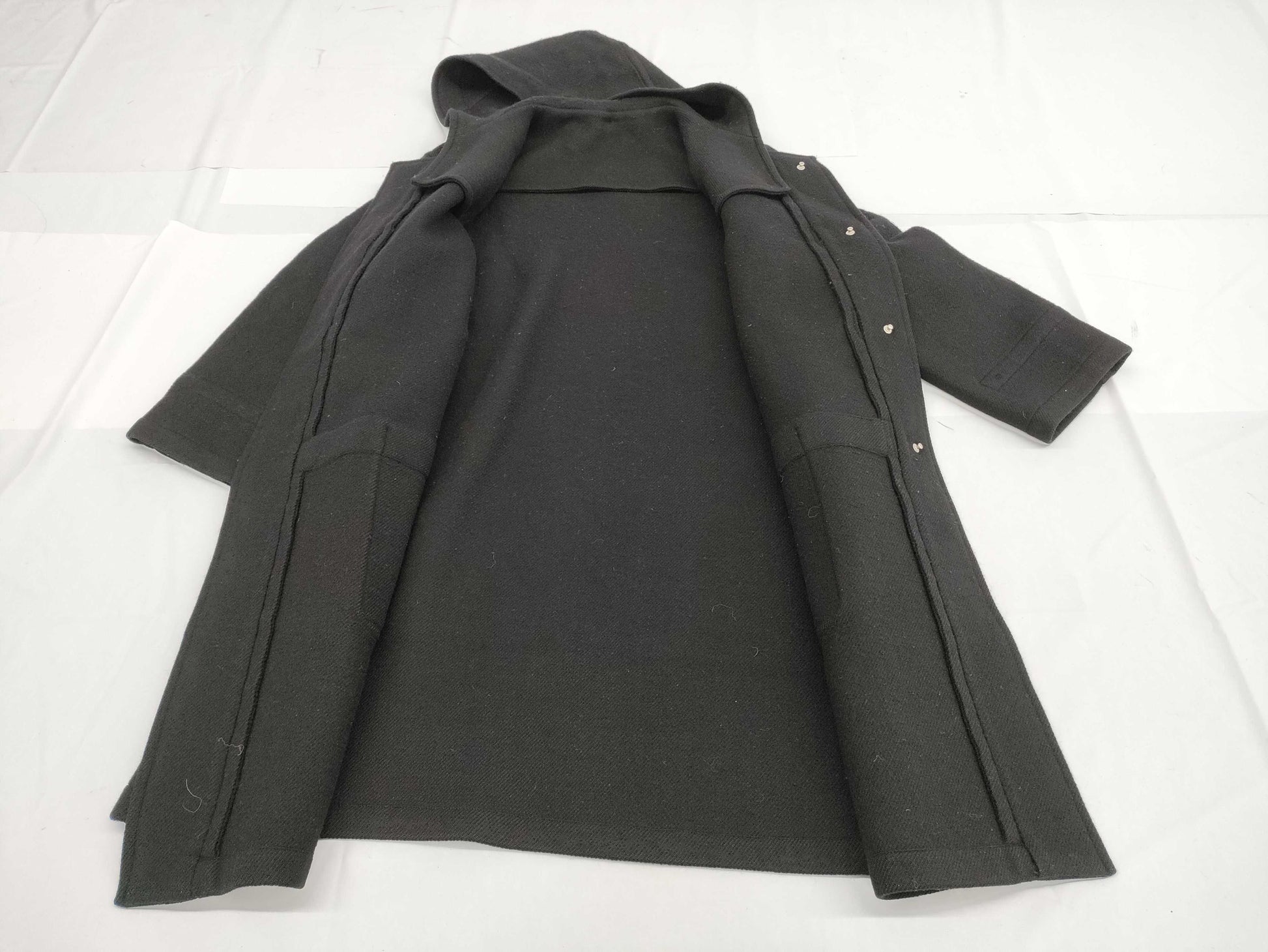 HERMES Coat Wool Black 42 Coat
