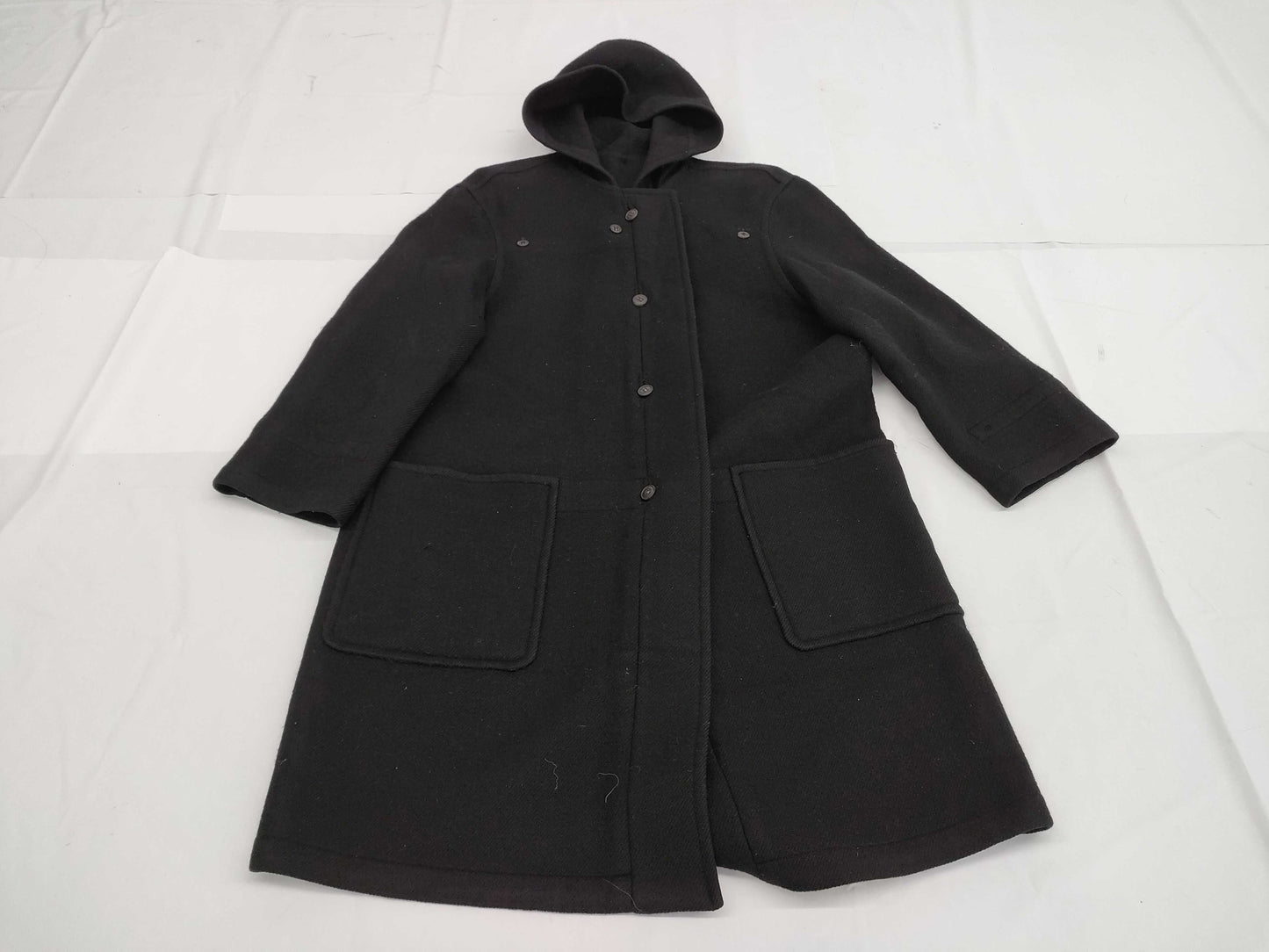 HERMES Coat Wool Black 42 Coat