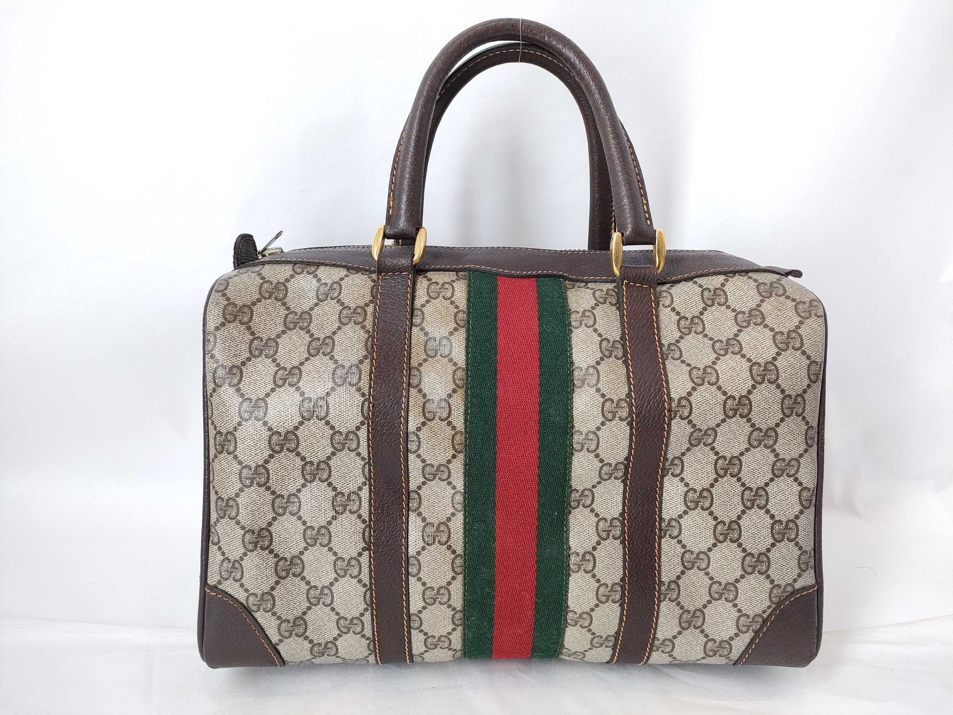 GUCCI GG Supreme GUCCI Sherry Boston Bag Beige/Brown W33cm with logo tag No model number Boston Bag