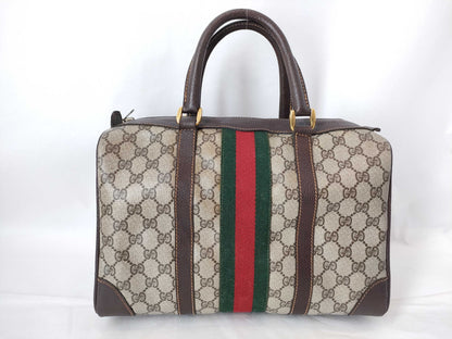 GUCCI GG Supreme GUCCI Sherry Boston Bag Beige/Brown W33cm with logo tag No model number Boston Bag