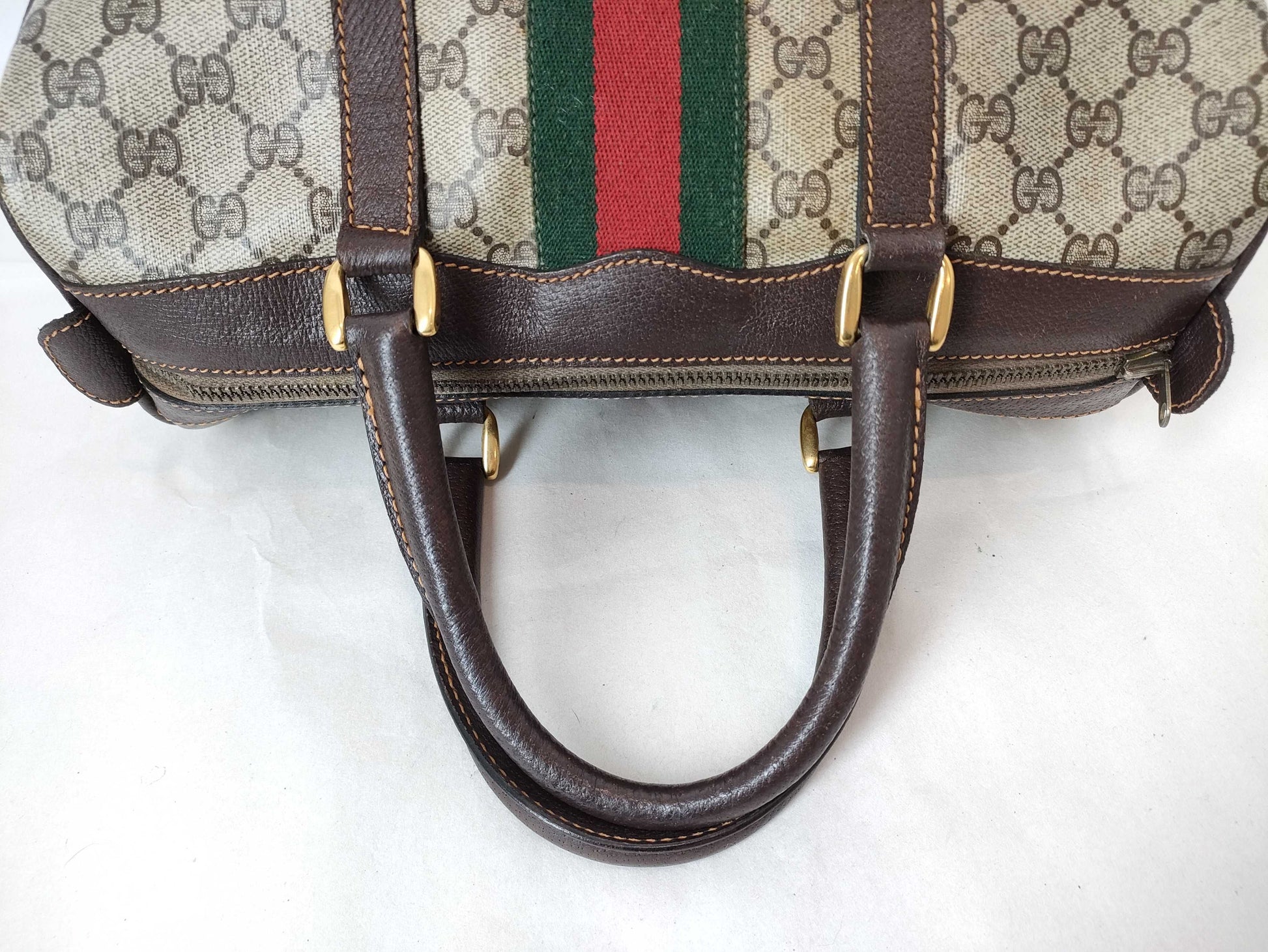 GUCCI GG Supreme GUCCI Sherry Boston Bag Beige/Brown W33cm with logo tag No model number Boston Bag