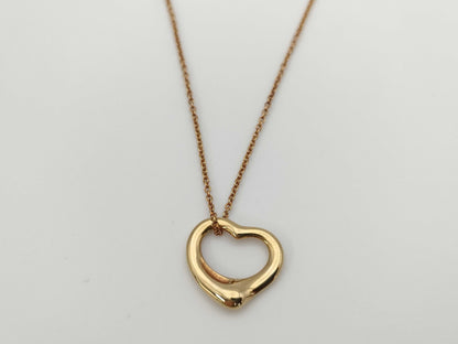 Tiffany&Co. Open Heart YG 750 4.3g Necklace 